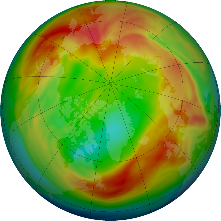 Arctic ozone map for 12 February 2007
